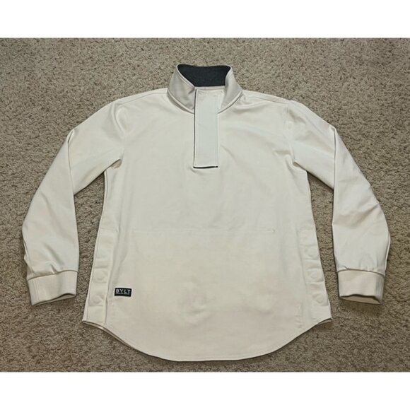 Bylt Premium Basics Bone Cream White Elite Fairway Pullover 1/4 Zip Size Medium - Picture 1 of 5